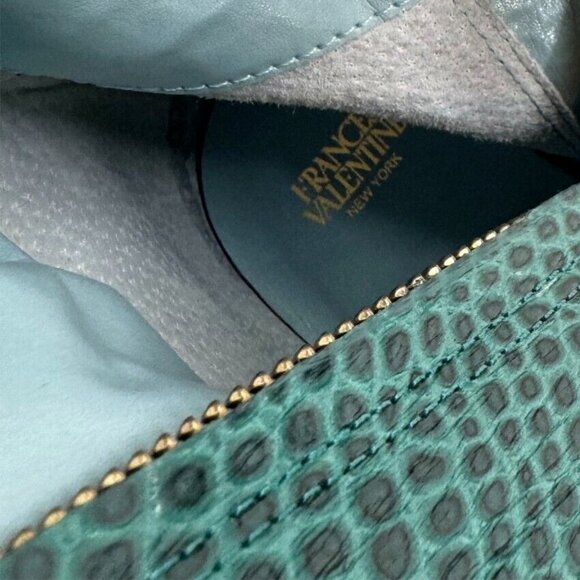 Frances Valentine Mackie Knee High Boots Green Croc Embossed Leather 11 $598 - Picture 11 of 11